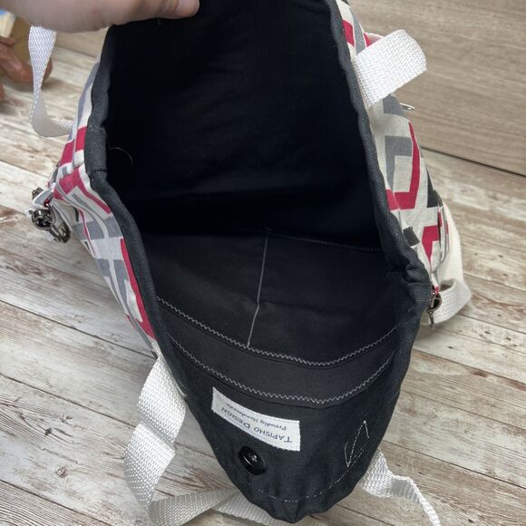 Geometric Large Tote Bag / Handmade Tapisho Design / Quality Canvas Double Strap - Picture 10 of 16